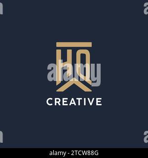 HQ initial monogram logo design with square shape design inspiration ...