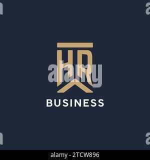 HR initial monogram logo design with pentagon shape style design ideas ...
