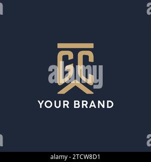 GC initial monogram logo design in a rectangular style with curved side ideas Stock Vector