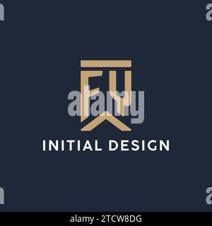 FY initial monogram logo design with square shape design inspiration ...