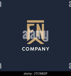 FN initial monogram logo design in a rectangular style with curved side ideas Stock Vector