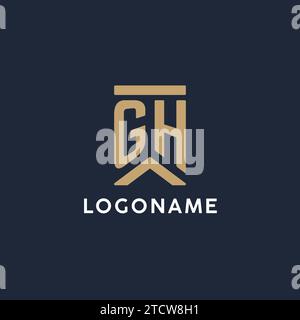 GH initial monogram logo design in a rectangular style with curved side ideas Stock Vector