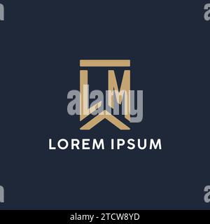 LM initial monogram logo design in a rectangular style with curved side ideas Stock Vector