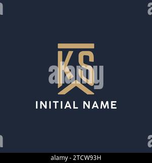 KS initial monogram logo design in a rectangular style with curved side ideas Stock Vector