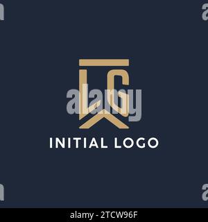 LG initial monogram logo design in a rectangular style with curved side ideas Stock Vector