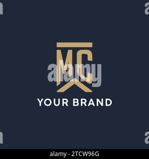 MC initial monogram logo design in a rectangular style with curved side ideas Stock Vector