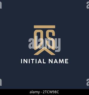 OS initial monogram logo design in a rectangular style with curved side ideas Stock Vector