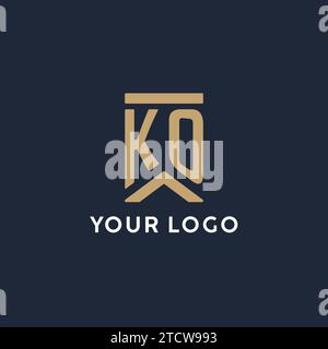 KO initial monogram logo design in a rectangular style with curved side ideas Stock Vector