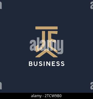 JE initial monogram logo design in a rectangular style with curved side ideas Stock Vector