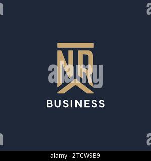 NR initial monogram logo design with pentagon shape style design ideas ...