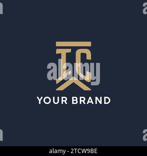 IC initial monogram logo design with pentagon shape style design ideas ...