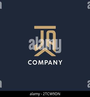 JA initial monogram logo design in a rectangular style with curved side ideas Stock Vector