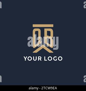 QB initial monogram logo design in a rectangular style with curved side ideas Stock Vector