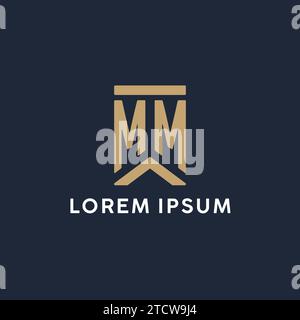 MM initial monogram logo design with pentagon shape style design ideas ...