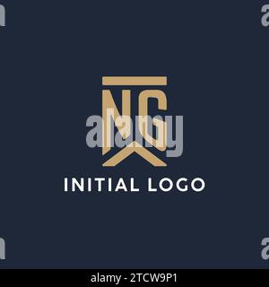 NG initial monogram logo design with pentagon shape style design ideas ...
