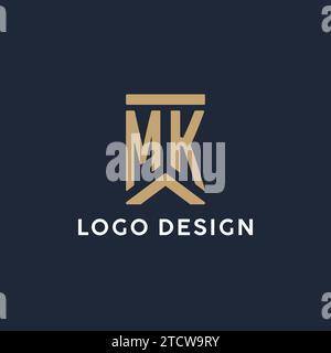 MK initial monogram logo design with square shape design inspiration ...