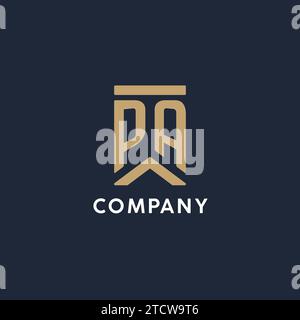 PA initial monogram logo design in a rectangular style with curved side ideas Stock Vector
