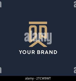 OP initial monogram logo design in a rectangular style with curved side ideas Stock Vector