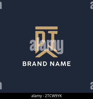 PI initial monogram logo design with pentagon shape style design ideas ...