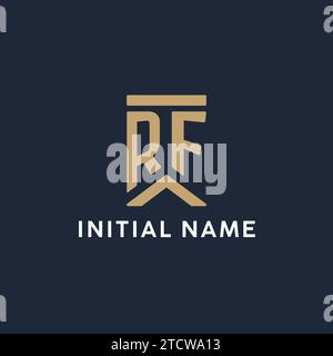 RF initial monogram logo design in a rectangular style with curved side ideas Stock Vector