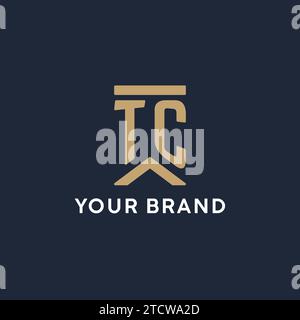 TC monogram initials logo design with shield icon template Stock Vector ...