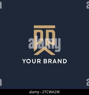 PP initial monogram logo design with pentagon shape style design ideas ...