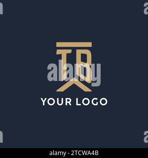 TB initial monogram logo design in a rectangular style with curved side ideas Stock Vector