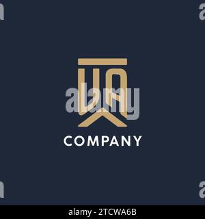 UA initial monogram logo design in a rectangular style with curved side ideas Stock Vector