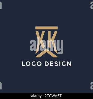 XK initial monogram logo design with square shape design inspiration ...
