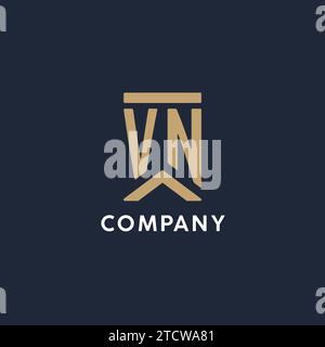 VN initial monogram logo design with pentagon shape style design ideas ...