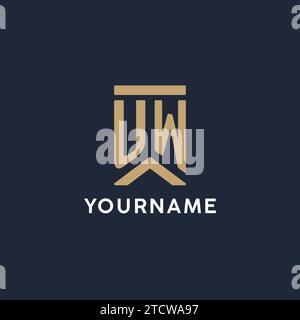 UW initial monogram logo design in a rectangular style with curved side ideas Stock Vector