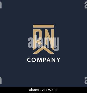 RN initial monogram logo design with pentagon shape style design ideas ...