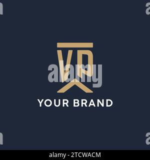 VP initial monogram logo design in a rectangular style with curved side ideas Stock Vector
