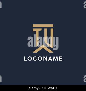 TU initial monogram logo design with pentagon shape style design ideas ...