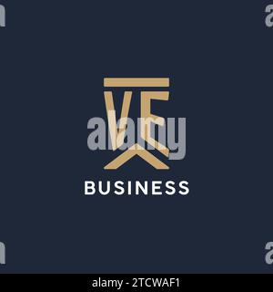 VE initial monogram logo design in a rectangular style with curved side ideas Stock Vector