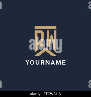 RW initial monogram logo design in a rectangular style with curved side ideas Stock Vector