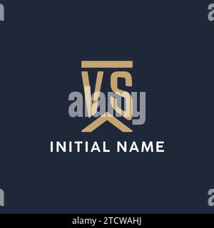 VS initial monogram logo design in a rectangular style with curved side ideas Stock Vector