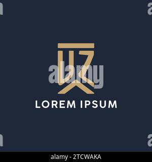 UZ initial monogram logo design in a rectangular style with curved side ideas Stock Vector