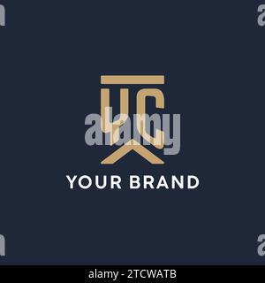 YC initial monogram logo design in a rectangular style with curved side ideas Stock Vector