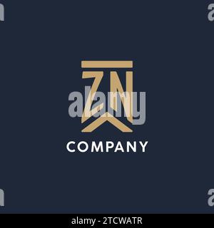 ZN initial monogram logo design with pentagon shape style design ideas ...