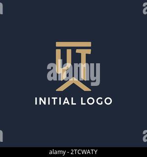 YT monogram initial logo design with shield and pillar shape design ...