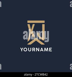 XJ initial monogram logo design with pentagon shape style design ideas ...