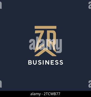 ZR monogram initials logo design with shield icon template Stock Vector ...