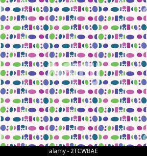 Childrens geometric stripe vector seamless pattern for playful doodle blob background. Swatch of kids art geo allover fabric for cute quirky wallpaper Stock Vector