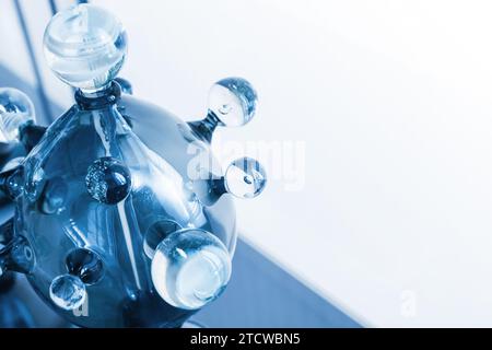 Abstract blue glass installation over white background Stock Photo