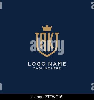 AK initial shield crown logo vector graphic Stock Vector