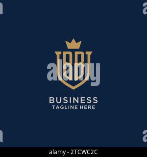 BB initial shield crown logo vector graphic Stock Vector
