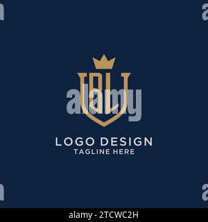 BL initial shield crown logo vector graphic Stock Vector