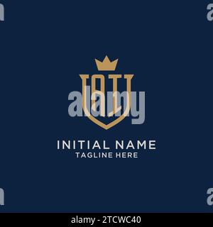 AI initial shield crown logo vector graphic Stock Vector