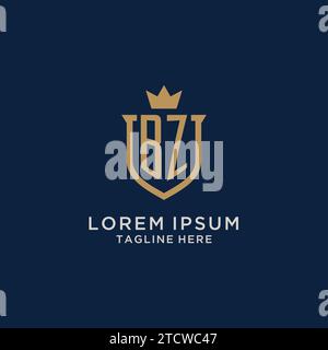 BZ initial shield crown logo vector graphic Stock Vector